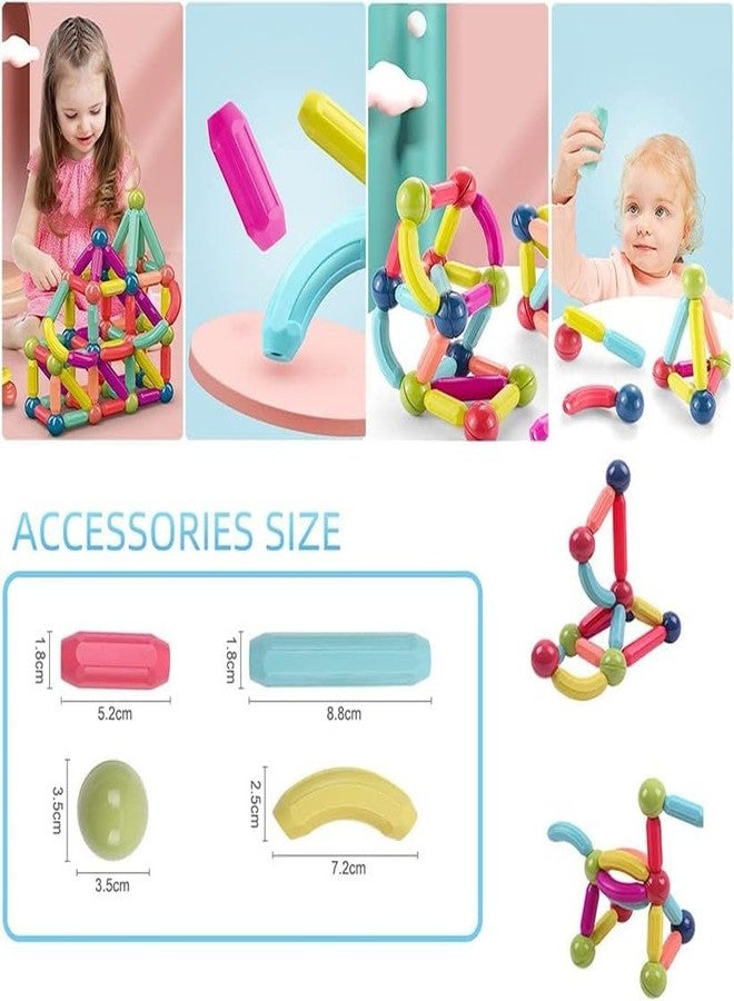 KONIGIN Play Game DIY STEM Magnetic Sticks Building Blocks Toy Magnetic Balls and Rods Set Montessori Stacking Toys for Kids (52 Pcs_Multicolor) - Image 5